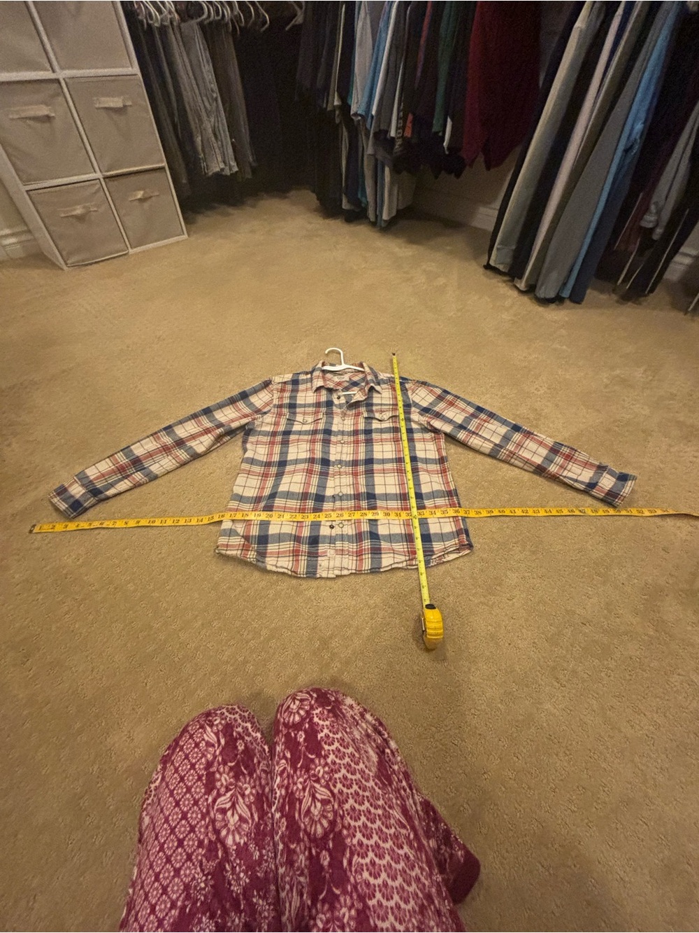 Women’s ‘Marine Layer’ Plaid Button-Flannel Blue & Red/cream Sz M 100% Cotton
